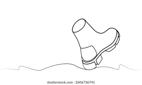 continuous one line drawing of shoes. boots vector illustration