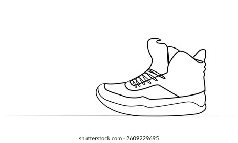 continuous one line drawing of shoes. single line sneakers illustration one line