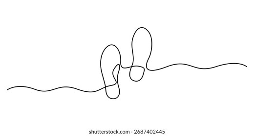 Impresión continua de zapatos de dibujo de una línea. Huella de arte de una sola línea. Ilustración gráfica