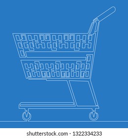 Continuous one line drawing Shopping Cart Icon vector illustration concept
