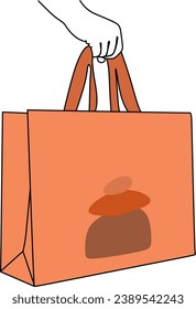 Continuous one line drawing of a shopping paper bag. Vector illustration. Concept of shopping tour design.