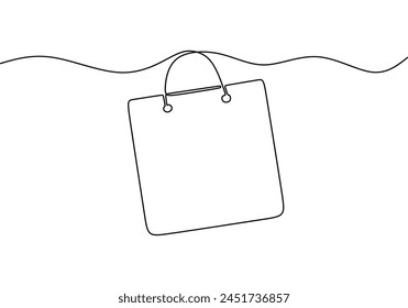 Continuous one line drawing of Shopping bag