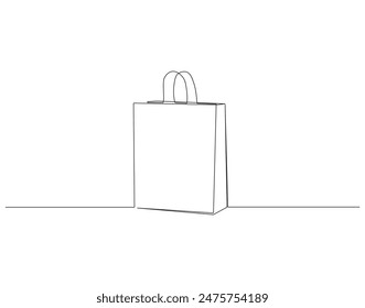 Continuous one line drawing of shopping bag. One line drawing illustration of paper bag. Reusable bag concept single line. Editable outline.