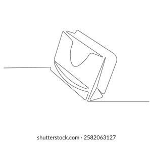 Continuous one line drawing of shopping bag. Single line drawing illustration of shopping bag . Paper bag concept vector art. Doodle line illustration.