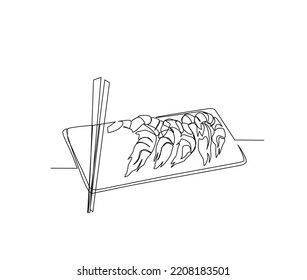 Continuous one line drawing of Shrimp Seafood. Shrimp Seafood line art drawing vector illustration.