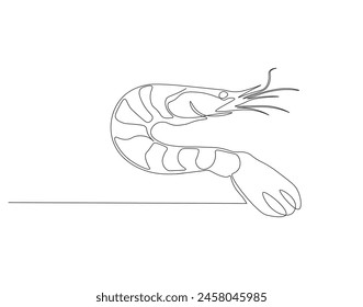 Continuous one line drawing of shrimp. One line drawing illustration of shrimp. Marine animal concept continuous line art. Editable outline.