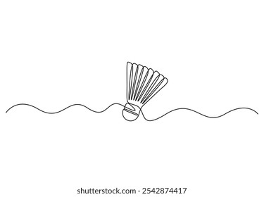 Continuous one line drawing of shuttlecock. Sport ball concept. One line draw graphic design vector illustration