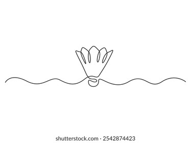 Continuous one line drawing of shuttlecock. Sport ball concept. One line draw graphic design vector illustration