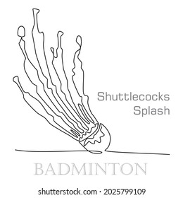 Continuous one Line drawing of shuttlecocks splash badminton vector - Badminton Game Championship. You can use for Sport logo and Badminton Championship Logo. Athletic lifestyle, sport design.