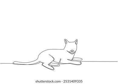 Continuous one line drawing the siamese cat posing casually. Relax time. Lazy to move. Rest after eating a lot. Routine habits. National Siamese Cat Day. Single line draw design vector illustration