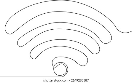 Continuous one line drawing of a signal wifi icon . Single line draw design vector graphic illustration.