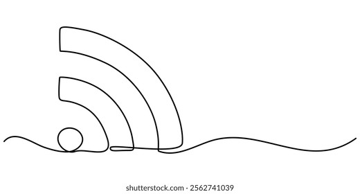 Continuous one line drawing of a signal wifi icon . Single line draw design vector graphic illustration, Abstract wi-fi point sign. Continuous one line drawing icon, Continuous linear drawing of WI-FI