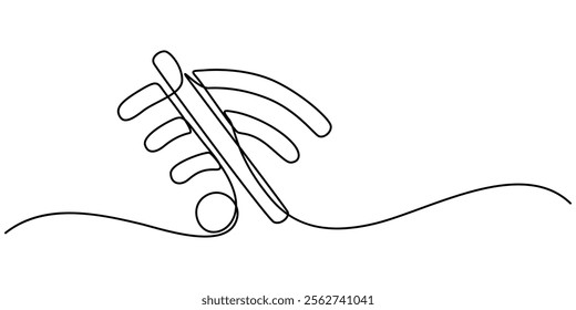 Continuous one line drawing of a signal wifi icon . Single line draw design vector graphic illustration, Abstract wi-fi point sign. Continuous one line drawing icon, Continuous linear drawing of WI-FI