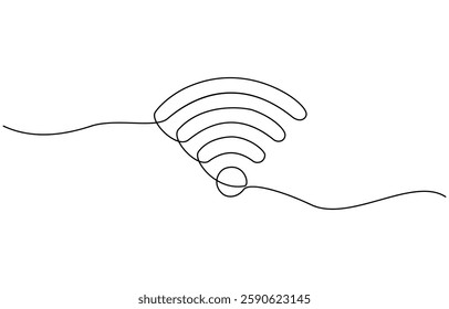 Continuous one line drawing of a signal wifi icon, Wi-fi sign continuous line drawing element isolated on white background for decorative element.