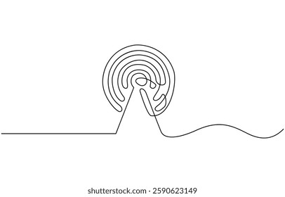 Continuous one line drawing of a signal wifi icon, Wi-fi sign continuous line drawing element isolated on white background for decorative element.