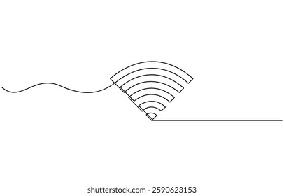 Continuous one line drawing of a signal wifi icon, Wi-fi sign continuous line drawing element isolated on white background for decorative element.