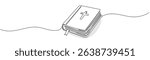 Continuous one line drawing silhouette of Bible. Bible linear icon. One line drawing background. Vector illustration. Line art of Bible Editable troke