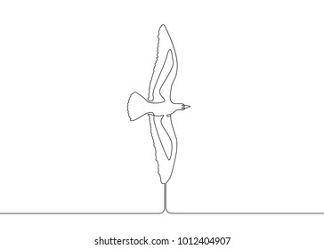 Continuous one line drawing silhouette of a bird flying.