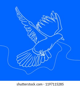 Continuous one line drawing silhouette of a bird flying vector illustration concept