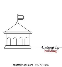 Kontinuierlich eine Linie Zeichnung Silhouette eines Universitätsgebäudes. Symbol für Architekturzeichen. Vektorgrafik einzeln auf weißem Hintergrund.