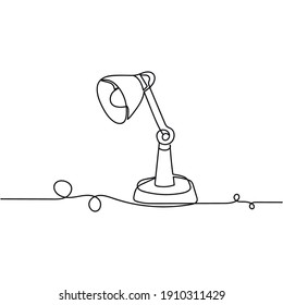 Continuous one line drawing silhouette of a desk lamp. Mobile concept. Vector illustration isolated on the white background.