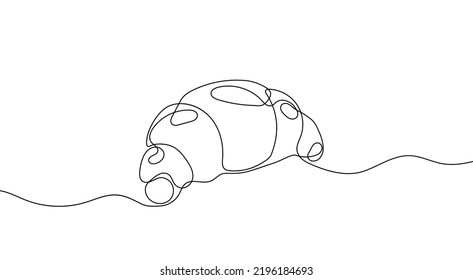 Continuous one line drawing silhouette of croissant. Croissant linear icon. One line drawing background. Vector illustration. Croissant linear background