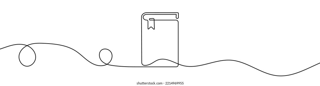 Silueta de dibujo continuo de una línea de libro. El icono lineal del libro. Fondo de dibujo de una línea. Ilustración vectorial. Fondo del libro lineal