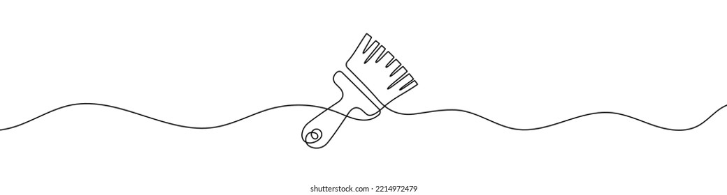 Continuous one line drawing silhouette of brush. The paintbrush linear icon. One line drawing background. Vector illustration. Linear brush background