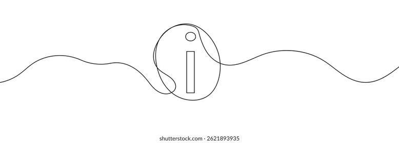 Continuous one line drawing silhouette of information symbol. The Information linear icon. One line drawing background. Vector illustration. Linear information background 