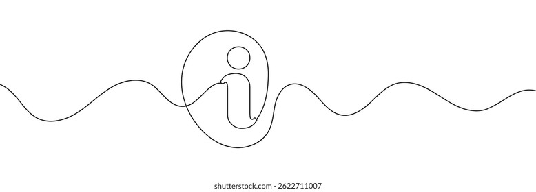 Continuous one line drawing silhouette of information symbol. The Information linear icon. One line drawing background. Vector illustration. Linear information background