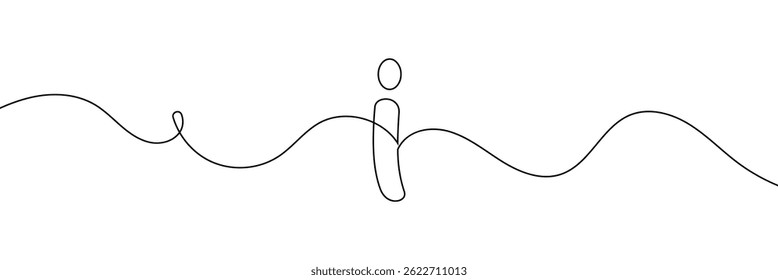 Continuous one line drawing silhouette of information symbol. The Information linear icon. One line drawing background. Vector illustration. Linear information background