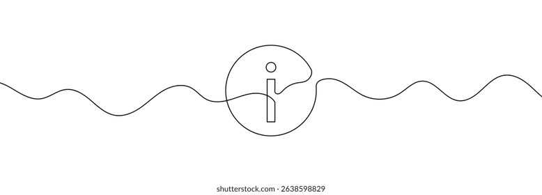 Continuous one line drawing silhouette of information symbol. The Information linear icon. One line drawing background. Vector illustration. Linear information background . EPS 10 . 