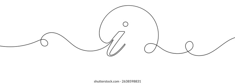 Continuous one line drawing silhouette of information symbol. The Information linear icon. One line drawing background. Vector illustration. Linear information background . EPS 10 . 