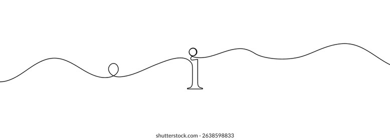 Continuous one line drawing silhouette of information symbol. The Information linear icon. One line drawing background. Vector illustration. Linear information background . EPS 10 . 