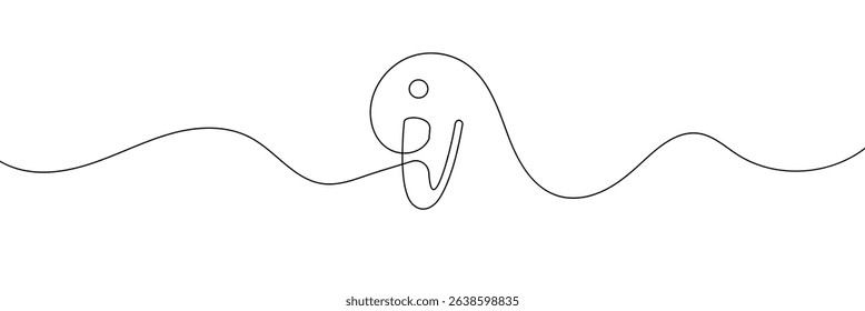 Continuous one line drawing silhouette of information symbol. The Information linear icon. One line drawing background. Vector illustration. Linear information background . EPS 10 . 