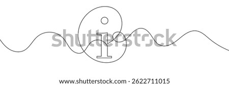 Continuous one line drawing silhouette of information symbol. The Information linear icon. One line drawing background. Vector illustration. Linear information background