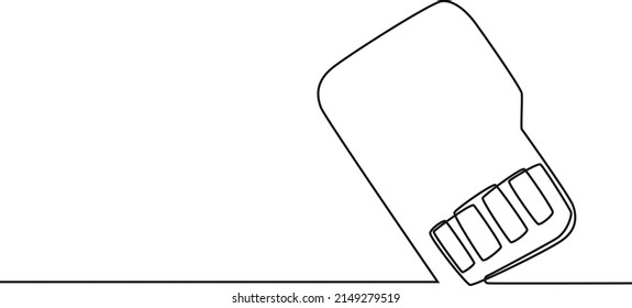 Continuous one line drawing of sim card for telecommunication. Single line draw design vector graphic illustration.