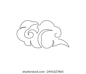 Continuous one line drawing of simple oriental cloud. Oriental cloud single outline vector illustration. Editable stroke.