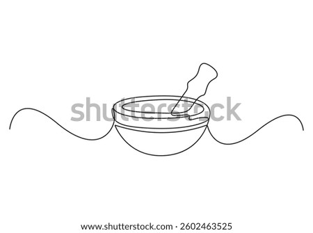 Continuous one line drawing of singing bowl. Single line art. singing bowl. Vector illustration