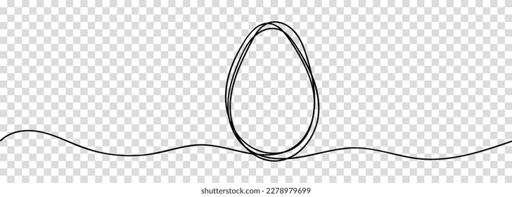 Continuous one line drawing of single egg shape. Vector illustration isolated on transparent background