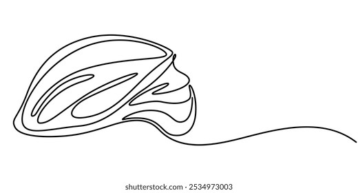Continuous one line drawing of skate helmet. Sport, skateboard, protection concept. Editable stroke vector, Sport Helmet Black Stroke Linear Icon, Continuous one line drawing of bicycle helmet. Sport