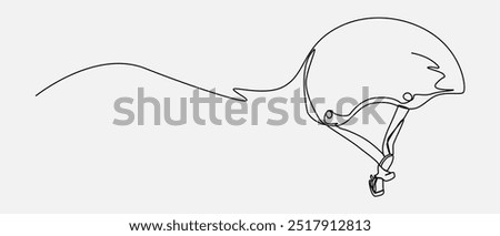 Continuous one line drawing of skate helmet. Sport, skateboard, protection concept. Editable stroke vector.