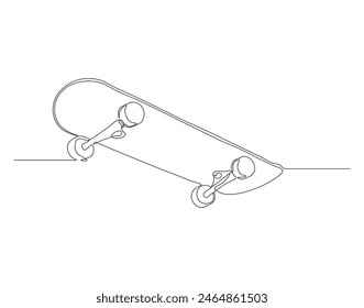 Dibujo continuo de una línea de skateboard en la calle. Ilustración de dibujo de una línea de skateboard. Concepto deportivo clásico extremo arte de línea continua. Esquema editable.