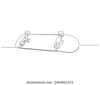 Dibujo continuo de una línea de skateboard en la calle. Ilustración de dibujo de una línea de skateboard. Concepto deportivo clásico extremo arte de línea continua. Esquema editable.