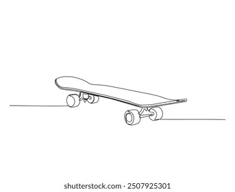 Continuous one line drawing of skateboard on the street. Skateboard - Extreme sports line art vector illustration. Editable vector.
