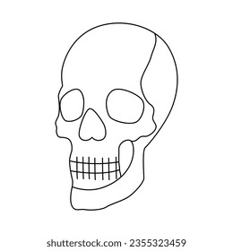 
Continuous one line drawing of skull outline vector art illustration