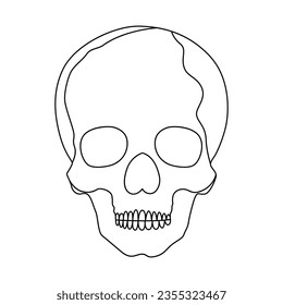 
Continuous one line drawing of skull outline vector art illustration