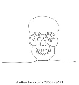 
Continuous one line drawing of skull outline vector art illustration