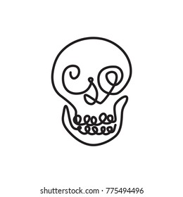 continuous one line drawing of skull