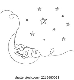 Continuous one line drawing sleeping person  Simple vector illustration